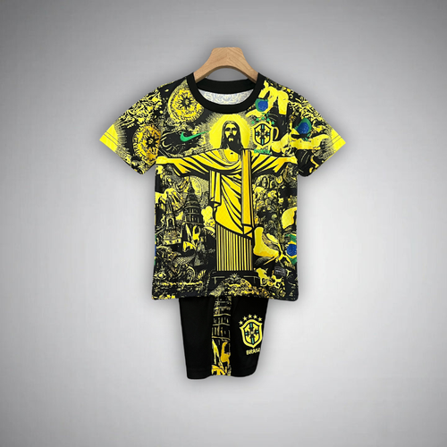 Brazil "Jesus" Premium Kids Size Yellow Kit